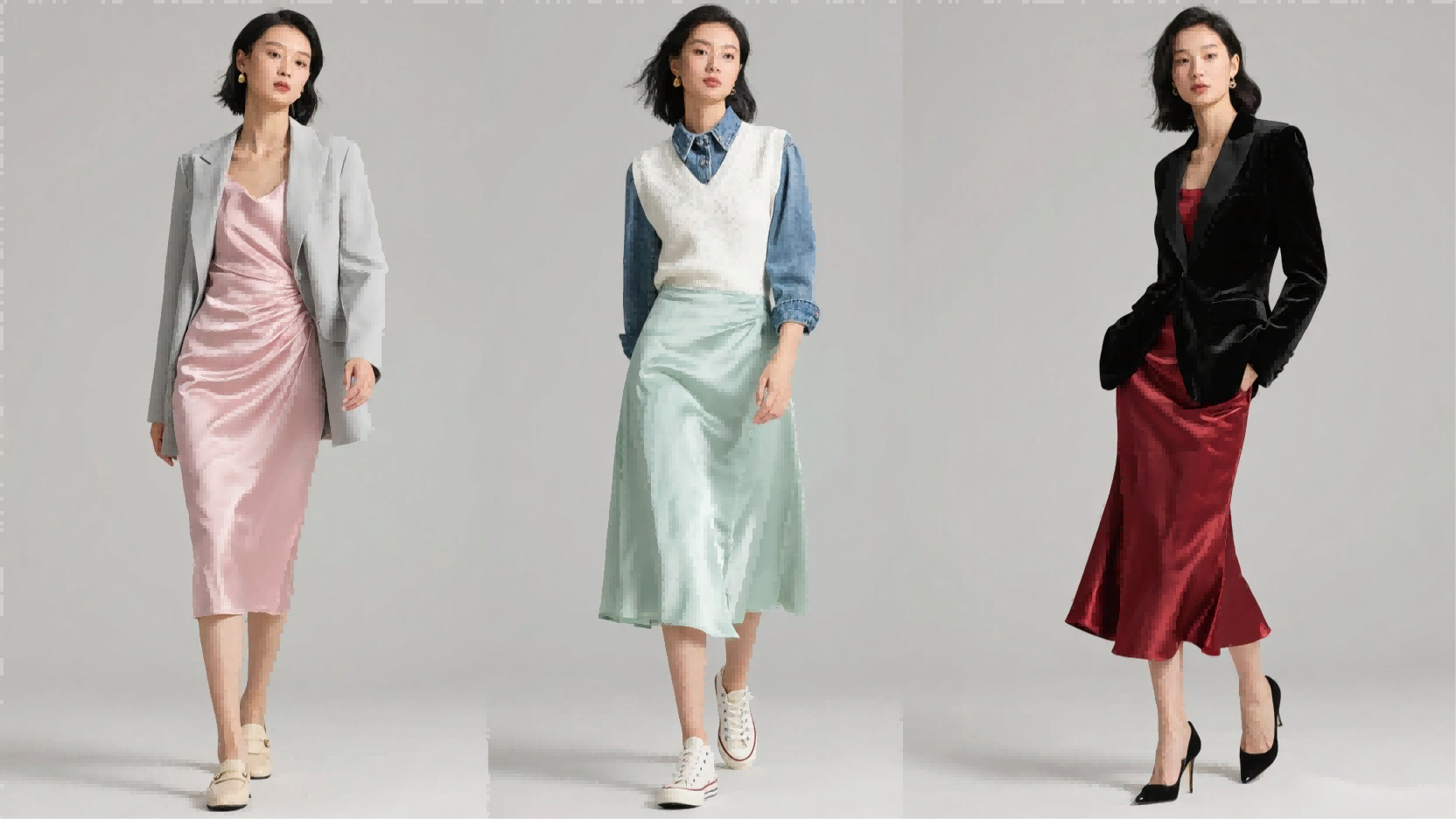 醋酸裙：把“流动的光泽”穿在身上，解锁四季温柔感