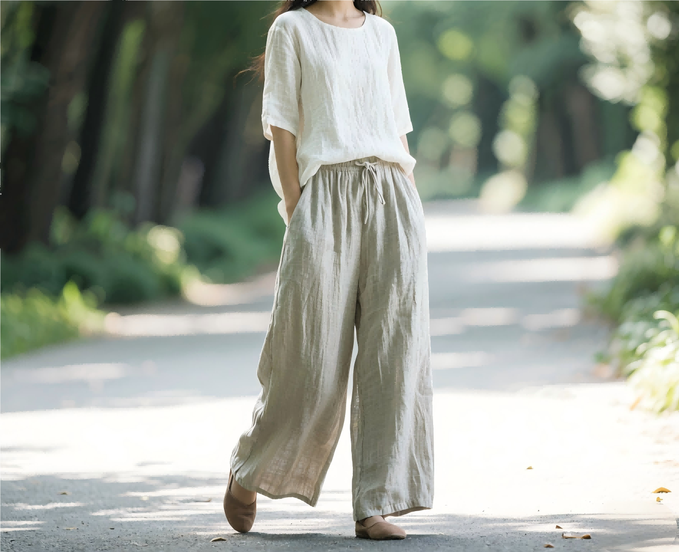  选择亚麻阔腿裤，轻松解锁时尚不出错